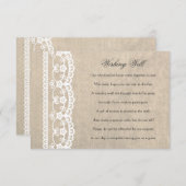 Carte de mariage 'Dentelle Blanche & Toile de Jute (Devant / Derrière)