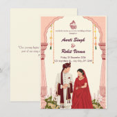 Carte de mariage Desi vibrante avec mandala et feu (Devant / Derrière)