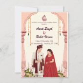 Carte de mariage Desi vibrante avec mandala et feu (Devant)