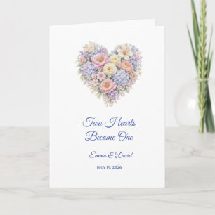 Carte de Mariage Deux Cœurs Deviennent Un