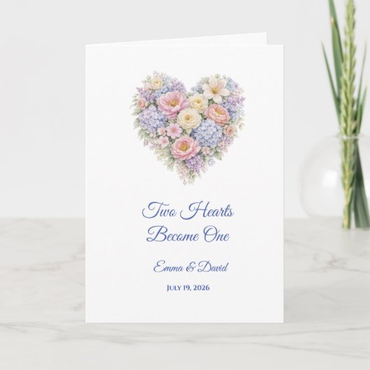 Carte de Mariage Deux Cœurs Deviennent Un (Devant)