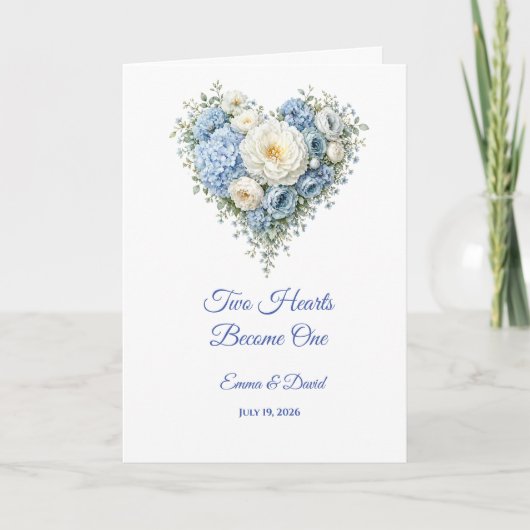 Carte de mariage Deux cœurs deviennent un (Devant)