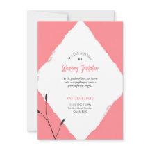 Carte de mariage diamant en esquisse rouge pastel