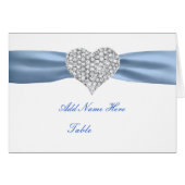 Carte de Mariage Diamond Heart Blue (Devant Horizontal)