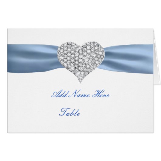 Carte de Mariage Diamond Heart Blue (Devant Horizontal)
