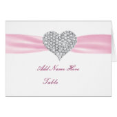 Carte de Mariage Diamond Heart Rose (Devant Horizontal)