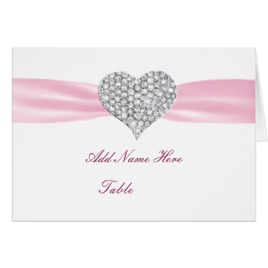 Carte de Mariage Diamond Heart Rose (Devant Horizontal)