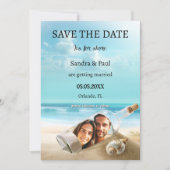 Carte de mariage drôle de bouteille de plage à con (Devant)