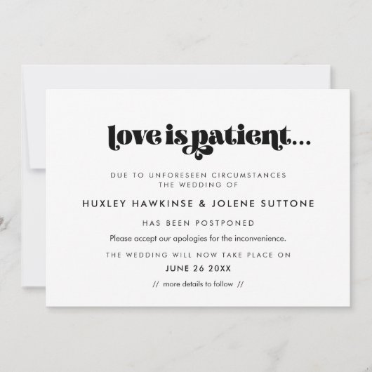 Carte de mariage écriture rétro vintage Amour est (Devant)