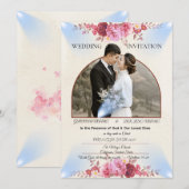 Carte de mariage église Rose Blush (Devant / Derrière)