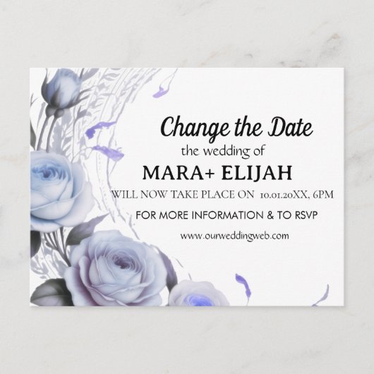 Carte de mariage Élégant Changement de Date (Devant)