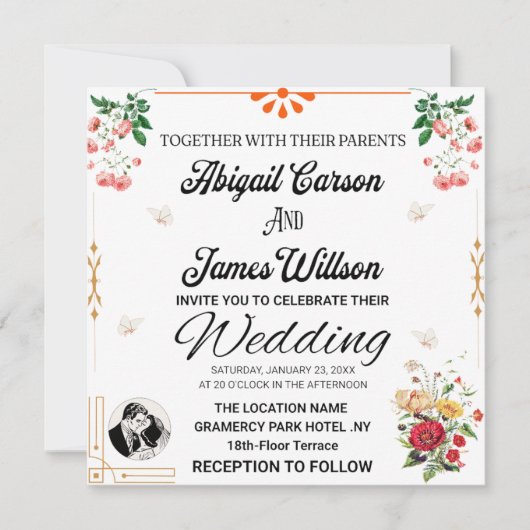 CARTE DE MARIAGE ÉLÉGANTE (Devant)