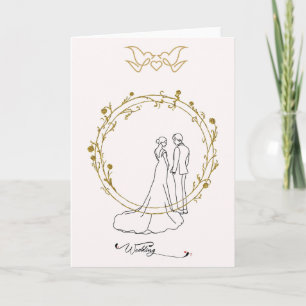 Carte de mariage élégante avec couple de mariés en