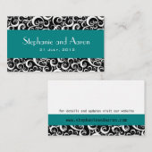 Carte de mariage élégante en noir et blanc damassé (Devant / Derrière)