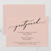 Carte de Mariage Élégante Simple Rose Reportée (Devant / Derrière)