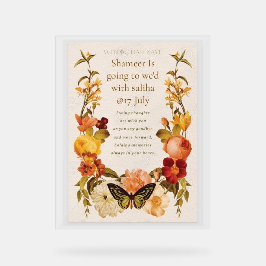 Carte de mariage en acrylique (Recto)