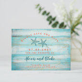 Carte de mariage en bois rustique avec étoile de m (Debout devant)