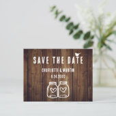 Carte de mariage en bois rustique pour annoncer la (Debout devant)