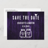 Carte de mariage en bois violet rustique pour anno (Devant / Derrière)