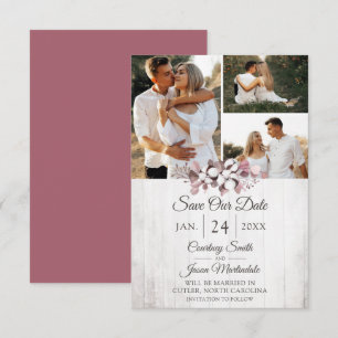 Carte de mariage en coton rustique du Sud, "Save T