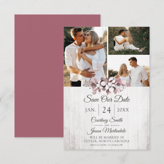 Carte de mariage en coton rustique du Sud, "Save T (Devant / Derrière)