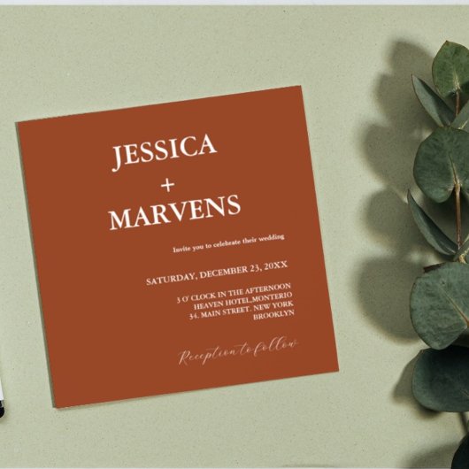 Carte de mariage en terre cuite orange brûlée roui