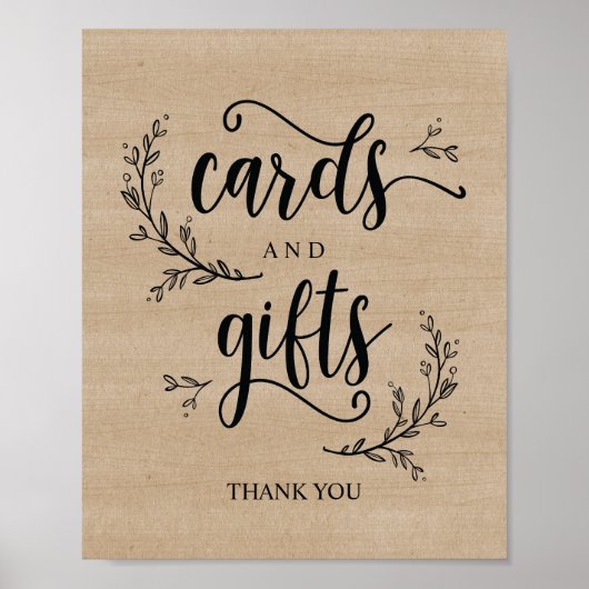 Carte de mariage et cadeaux Rustic Vines Poster (Devant)