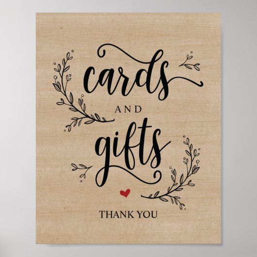 Carte de mariage et cadeaux Rustic Vines Poster (Devant)