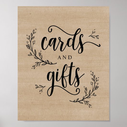 Carte de mariage et cadeaux Rustic Vines Poster (Devant)