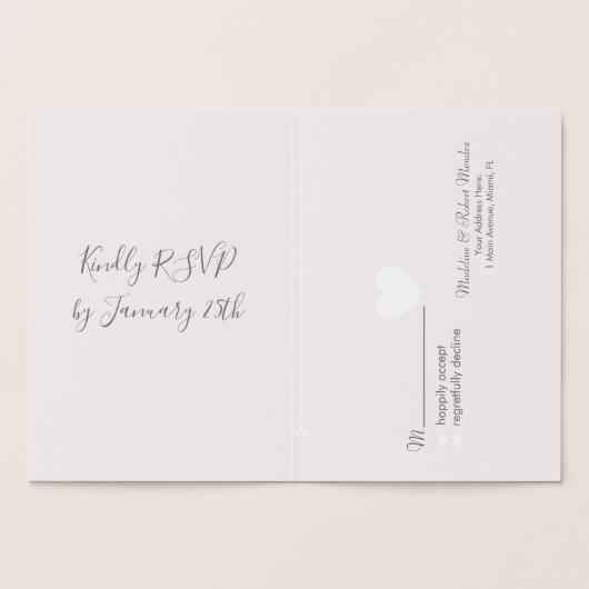 Carte de mariage et RSVP minimal or cœur (Intérieur)