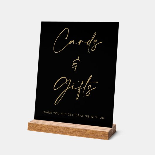 Carte de mariage et tableau de cadeaux en or noir (Angle)