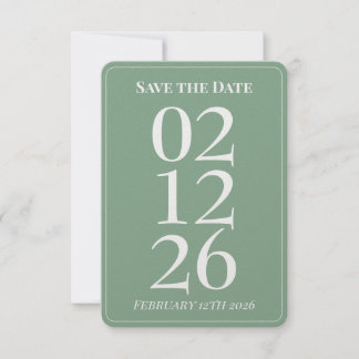 Carte de mariage fantaisiste vert sauge Save the D