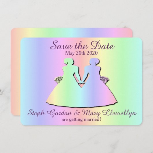 Carte de mariage Fierté Lesbienne à conserver pour (Devant / Derrière)