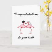 Carte de mariage flamant personnalisée (Fleur jaune)