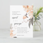 CARTE DE MARIAGE FLEURALE A L'AQUARELLE ROUILLE DE (Debout devant)