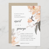 CARTE DE MARIAGE FLEURALE A L'AQUARELLE ROUILLE TE (Devant / Derrière)