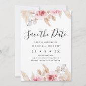 Carte de mariage Fleurs de Pampas Rose à conserver (Devant)
