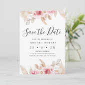 Carte de mariage Fleurs de Pampas Rose à conserver (Debout devant)
