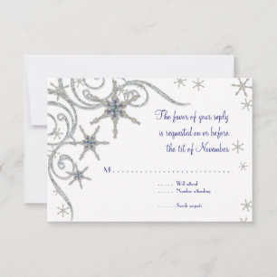 Carte de mariage Flocons de neige hivernaux Joyaux