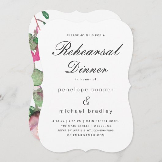 Carte de Mariage Floral Aquarelle (Devant / Derrière)