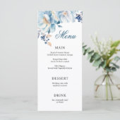 Carte de mariage floral bleu aquarelle (Debout devant)
