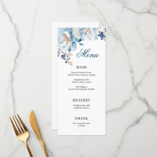 Carte de mariage floral bleu aquarelle
