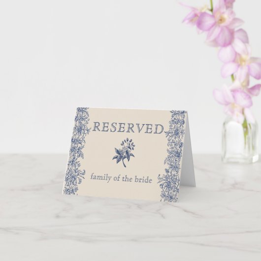 Carte de mariage floral bleu réservé (Orchidée)