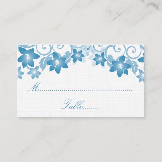 Carte de Mariage Floral Bleu Simple (Devant)