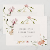 Carte de Mariage floral Blush Meadow Watercolor (Devant / Derrière)
