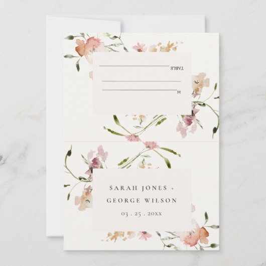 Carte de Mariage floral Blush Meadow Watercolor (Devant)