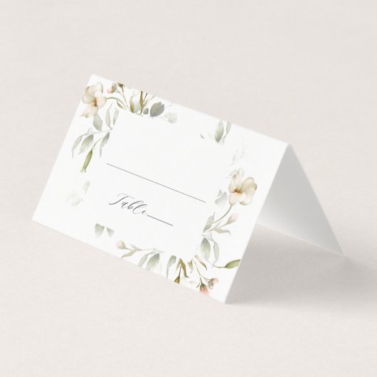 Carte de Mariage floral élégante Blanc Sage Blush (Front)