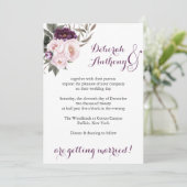 Carte de Mariage floral Rustique Profond Purple Pe (Debout devant)