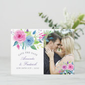 Carte de mariage florale à thème violet ultra pour (Debout devant)