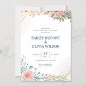 Carte de mariage florale aquarelle créative et col (Recto)